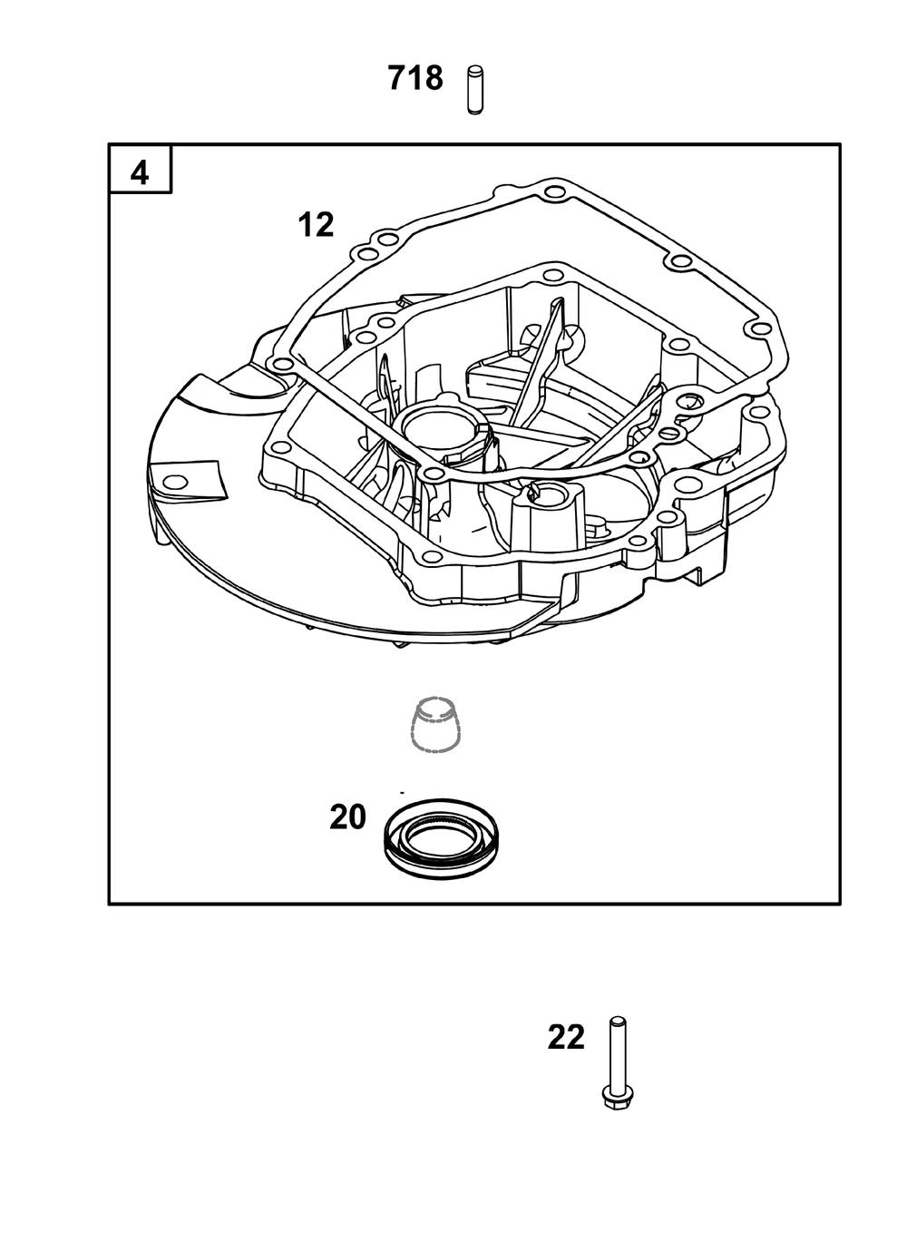 Crankcase Cover/Sump Group Diagram and Parts List for 121S0B-0071-F1  Briggs and Stratton Engine